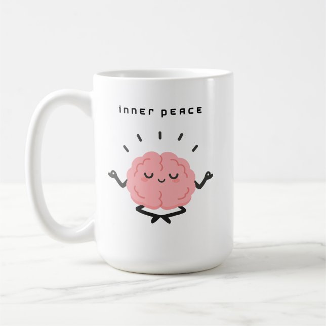 Caneca De Café Cute Meditating Brain & Minimalist Inner Peace (Esquerda)