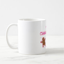 Caneca De Café Cute Merry Christmas Gingerbread and Candy Design