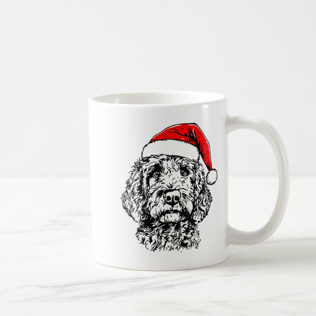 Caneca De Café Cute Merry Christmas Goldendoodle Santa Christmas  (Direita)