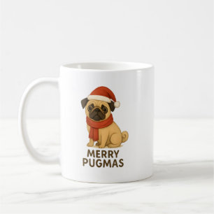 Caneca De Café Cute Merry Pugmas Festivo Feriado Pug
