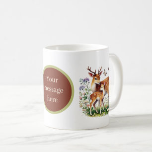 Caneca De Café Cute Mom bebê cervo adicionar mensagem