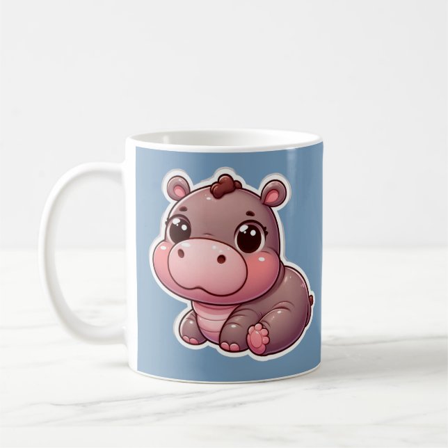 Caneca De Café Cute Moo Deng Baby Hippo Mug (Esquerda)