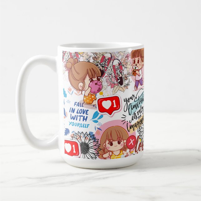 Caneca De Café Cute Motivational – Positive Quote Kawaii  (Esquerda)