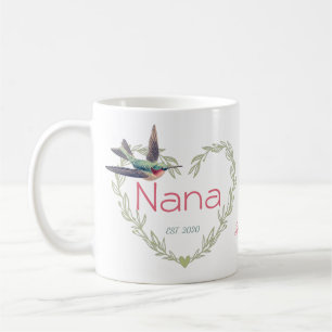 Caneca De Café Cute Nana Heart Hummingbird Verde Ruby Vermelho