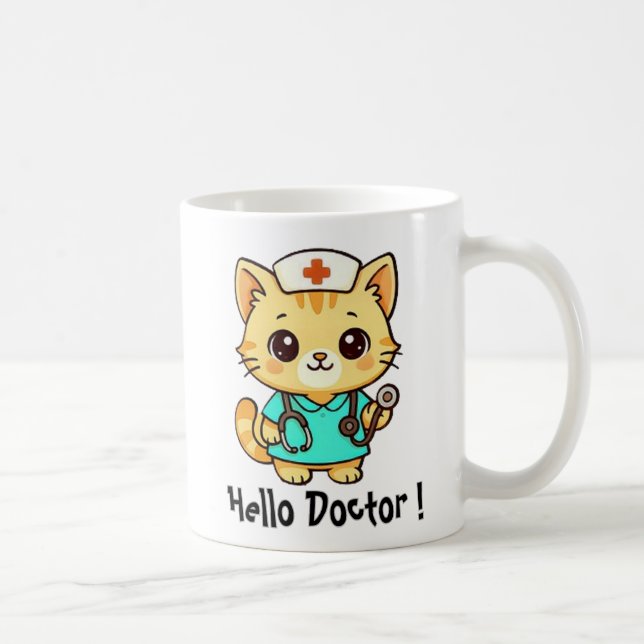 Caneca De Café Cute Nurse Cat (Direita)