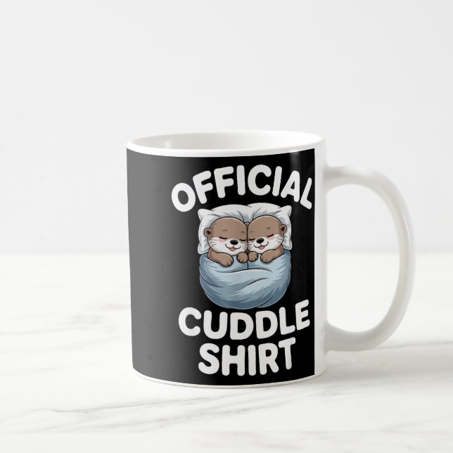 Caneca De Café Cute Otter Couple Cozy Cuddle  (Direita)