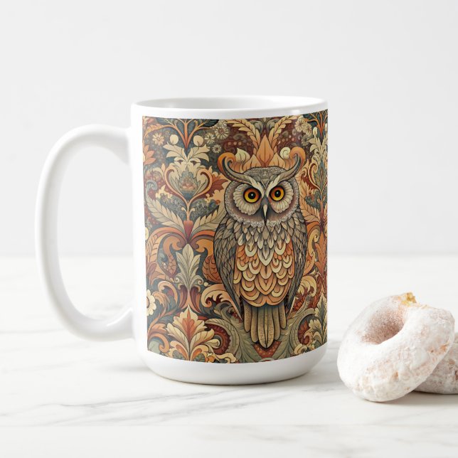 Caneca De Café Cute Owl Style William Morris (Com Donut)