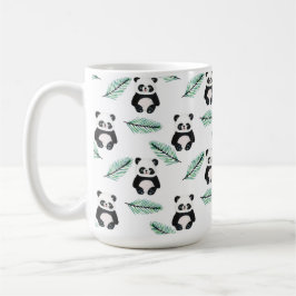 Caneca De Café Cute panda and palm leaf pattern