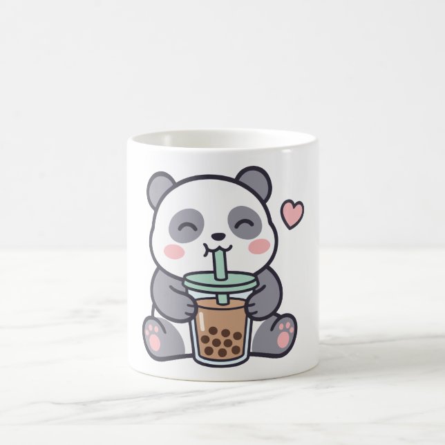 Caneca De Café Cute Panda Bubble Tea Classic Mug (Centro)