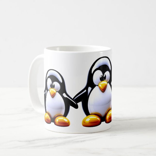 Caneca De Café Cute Penguin Family  (Frente Esquerda)