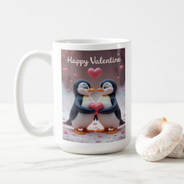 Caneca De Café Cute Penguin Valentine Adorable Couple Love