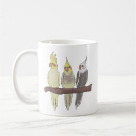 Caneca De Café Cute Pet Cockatiels Flock on Perch Bird Lover