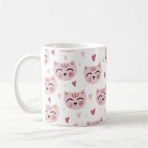 Cute Pink Kittens and Hearts Pattern for Kids