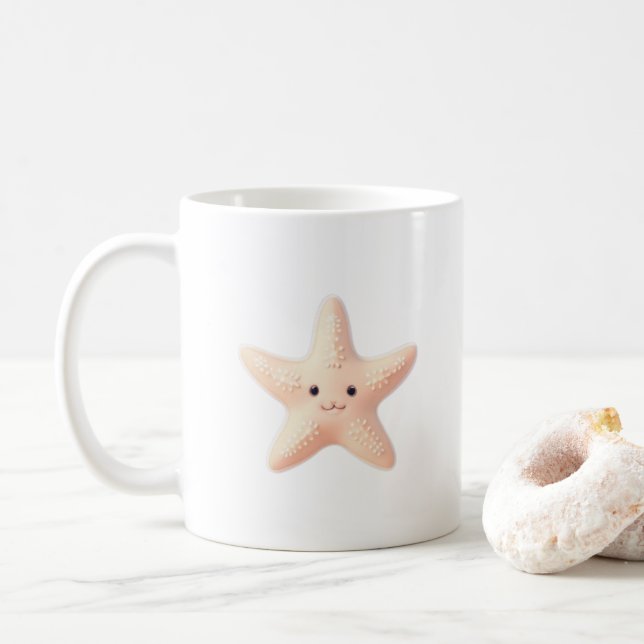 Caneca De Café Cute Pink Starfish (Com Donut)