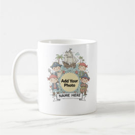 Caneca De Café Cute Pirate Adventure Custom Photo  Name Kids Mug
