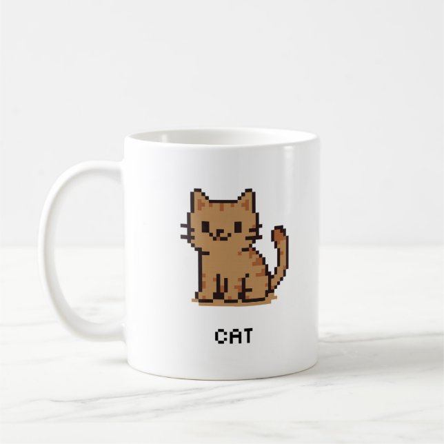 Caneca De Café Cute Pixel Art Cat Mug (Esquerda)