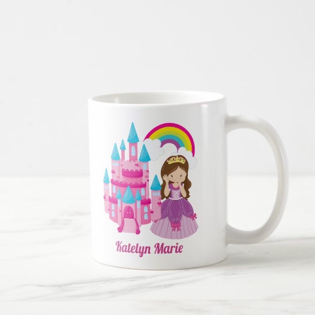 Caneca De Café Cute Princess Castle Kids Pink Personalizado (Direita)