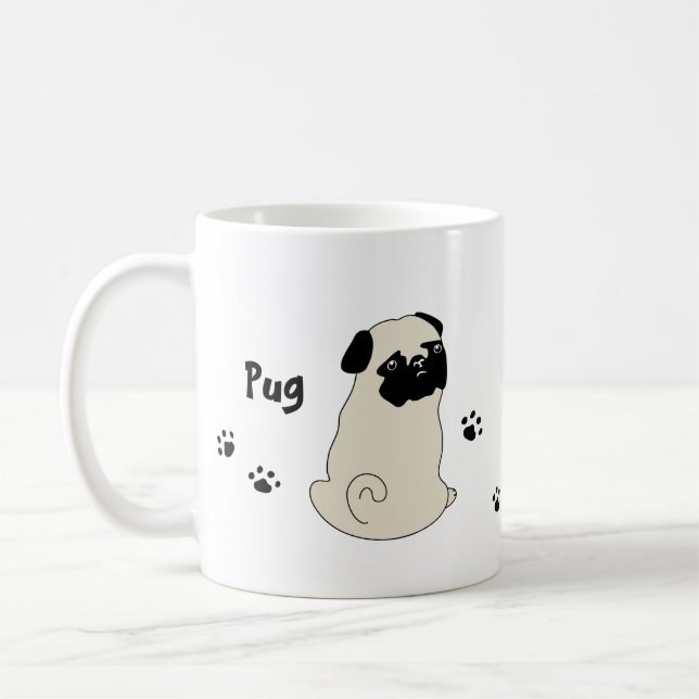 Caneca De Café Cute pug mug かわいいパグのイラストのマグカップ (Esquerda)
