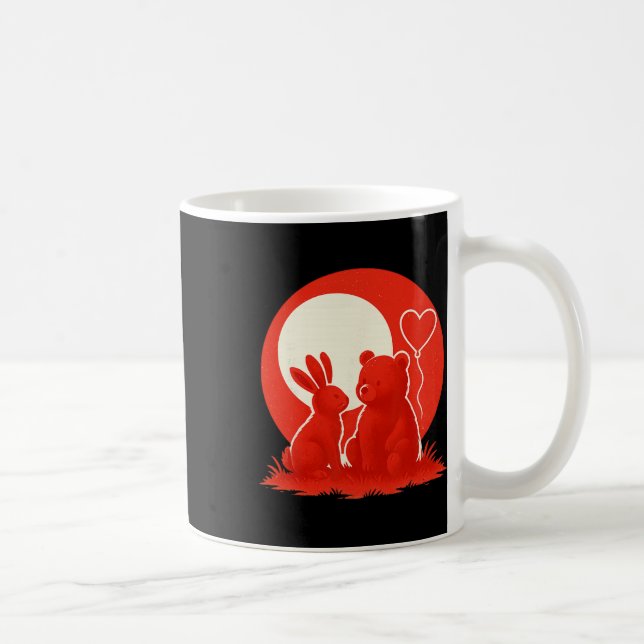Caneca De Café Cute Rabbit Bear Couple Valentine's Day Lovers  (Direita)