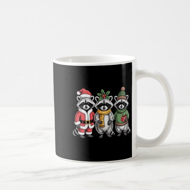 Caneca De Café Cute Raccoon Christmas Funny Holiday Santa Claus A (Direita)