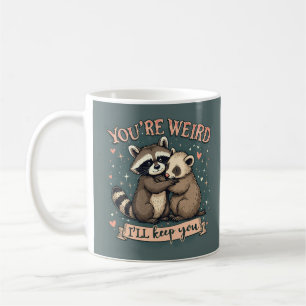 Caneca De Café Cute Raccoon e Ferret Hug com uma citação engraçad