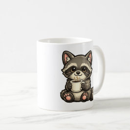 Caneca De Café Cute Raccoon with Coffee – Cozy Kawaii Animal