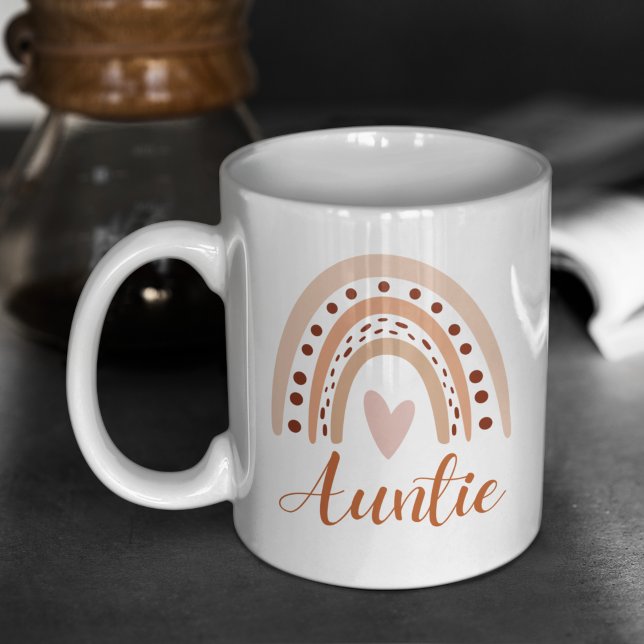 Caneca De Café Cute Rainbow Boho Heart Auntie Cute (Criador carregado)