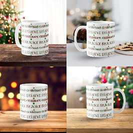 Caneca De Café Cute Red Green Christmas Pattern