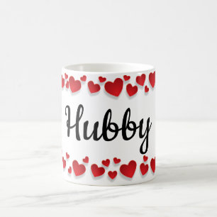 Caneca De Café Cute Red Hearts Hubby