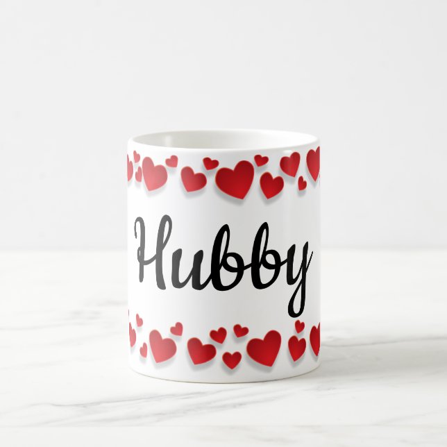 Caneca De Café Cute Red Hearts Hubby (Centro)