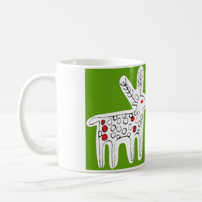 Caneca De Café Cute Reindeer Kiss Green (Esquerda)