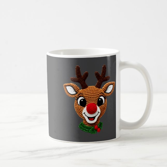 Caneca De Café Cute Reindeer Rudolph Crochet Xmas Pajamas Holiday (Direita)
