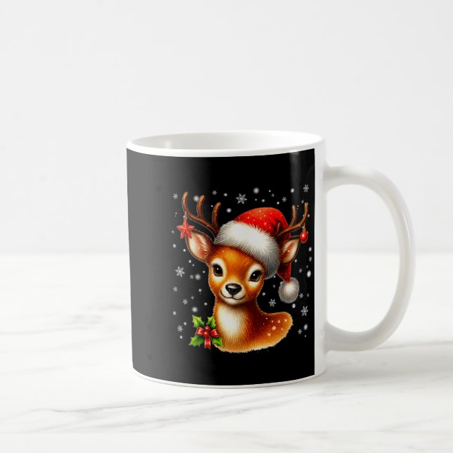 Caneca De Café Cute Reindeer Santa Hat Rednose Christmas Xmas Wom (Direita)