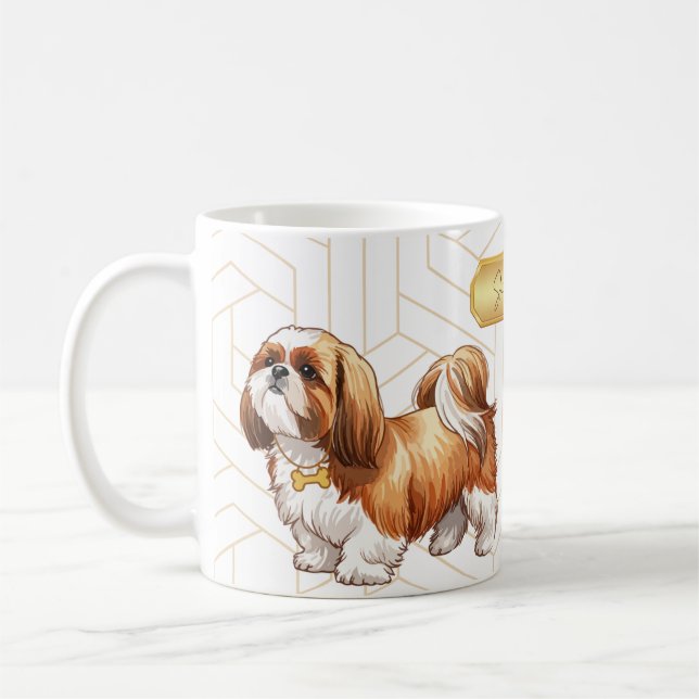 Caneca De Café Cute Shih Tzu Pattern Mug for Dog Lovers (Esquerda)