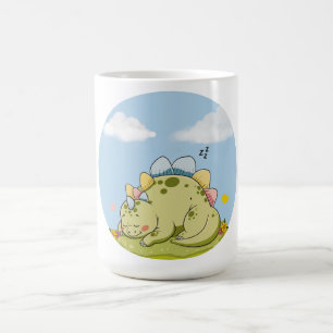 Caneca De Café Cute Sleeping Baby Dinosaur Pastel Mug