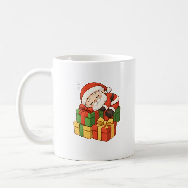 Caneca De Café Cute Sleeping Santa Christmas Mug (Esquerda)