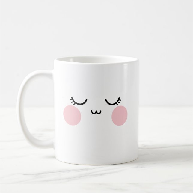 Caneca De Café Cute Smiling Face Mug  Modern Aesthetic (Esquerda)
