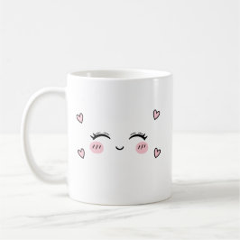 Caneca De Café Cute Smiling Face Mug  Soft Heart Aesthetic