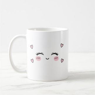 Caneca De Café Cute Smiling Face Mug  Soft Heart Aesthetic