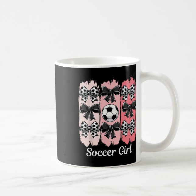 Caneca De Café Cute Soccer Girl Coquette Bow Soccer Girl Soccer B (Direita)