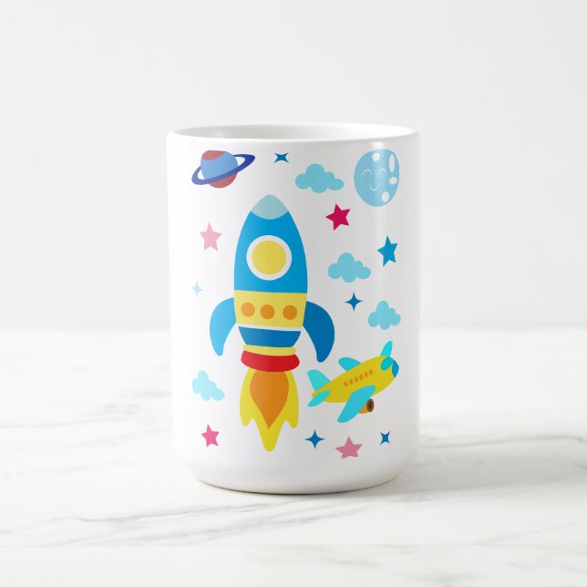 Caneca De Café Cute Spacecraft Rocket Ships Pattern (Centro)