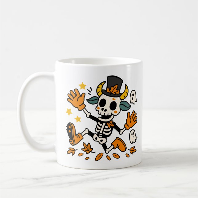 Caneca De Café Cute Spooky Skeleton Goat Classic Mug, 11 oz (Esquerda)