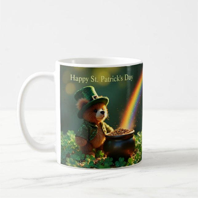 Caneca De Café Cute St. Patrick’s Day Teddy Bear (Esquerda)