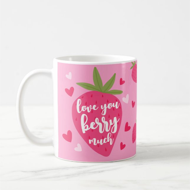 Caneca De Café Cute Strawberry Love Berry Hearts Photo Valentines (Esquerda)
