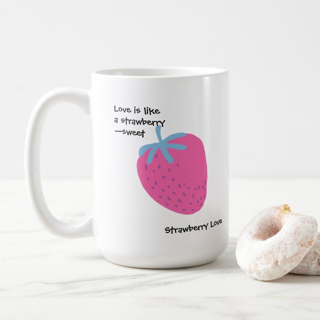 Caneca De Café Cute Strawberry Love – Valentine’s Day  (Com Donut)