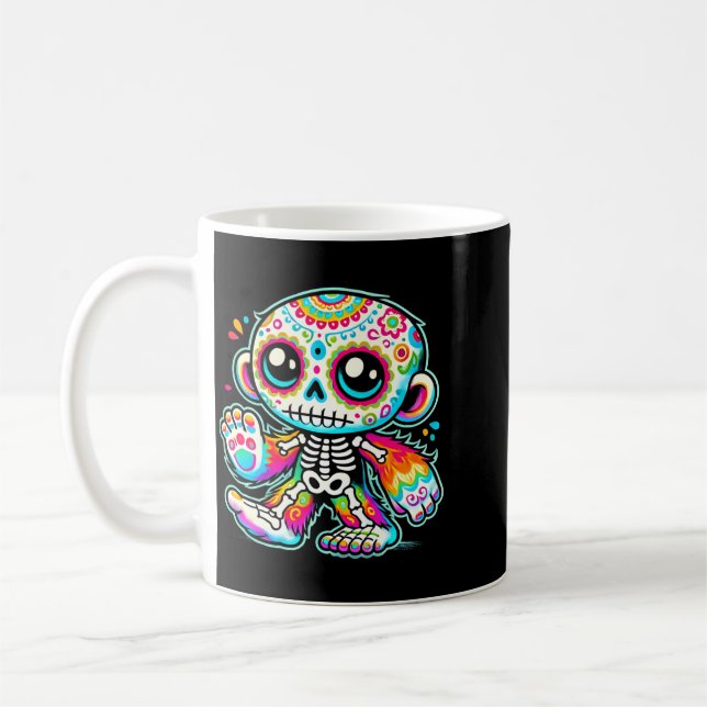 Caneca De Café Cute Sugar Skull Pé Grande Dia Dos Mortos (Esquerda)