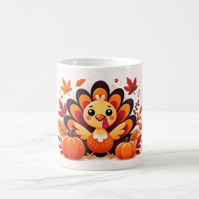 Caneca De Café Cute Thanksgiving Turkey Mug | Autumn Coffee Cup (Centro)