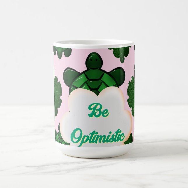 Caneca De Café Cute Turtle Leaves Seamless Pattern, Tropical  (Centro)