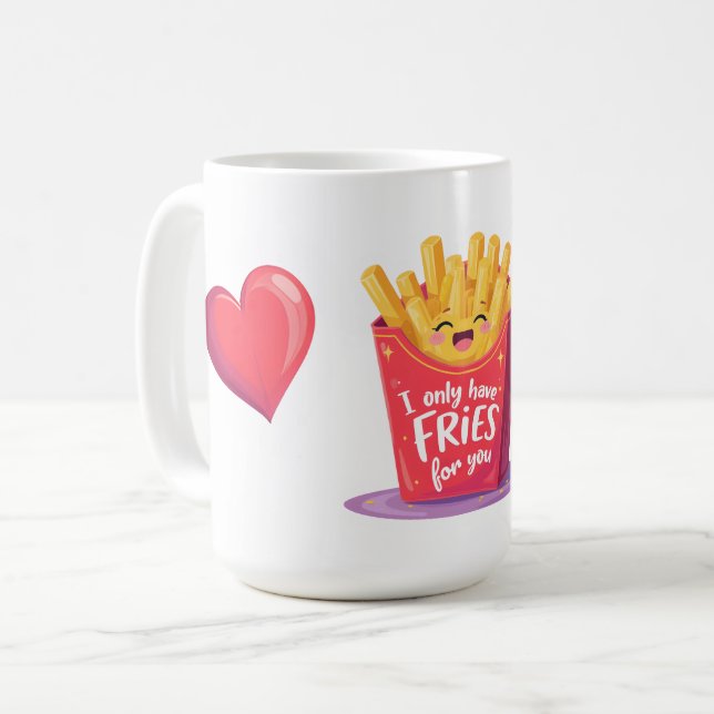 Caneca De Café Cute Valentine Batata Frita Trocadilho (Frente Esquerda)