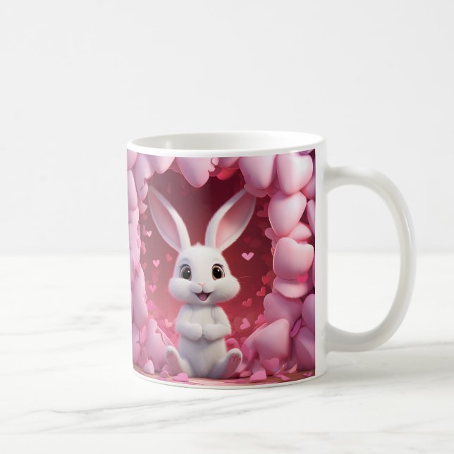 Caneca De Café Cute Valentine Bunny Mug | Valentine's Day Mug (Direita)